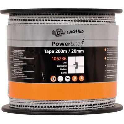 Gallagher, Gartenzaun, Kunststoffband weiss schwarz 20 mm x 200 m Gallagher, Gartenzaun, Kunststoffband weiss schwarz 20 mm x 200 m