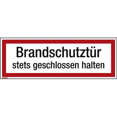 Neutralware, Hausnummer + Türschild, Hinweisschild 29,7x10,5 cm (BxH) Brandschutztür stets geschlossen halten PVC-Folie Neutralware, Hausnummer + Türschild, Hinweisschild 29,7x10,5 cm (BxH) Brandschutztür stets geschlossen halten PVC-Folie