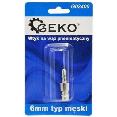 GEKO, Schlauchanschluss + Schlauchverbinder, Verlängerung für Pneumatikschlauch 6 mm männlich (Kupplung) GEKO, Schlauchanschluss + Schlauchverbinder, Verlängerung für Pneumatikschlauch 6 mm männlich (Kupplung)