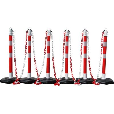 HP Autozubehör Sperrpfostenset - Rot/Weiß - 6 Pfosten & 5 Ketten HP Autozubehör Sperrpfostenset - Rot/Weiß - 6 Pfosten & 5 Ketten