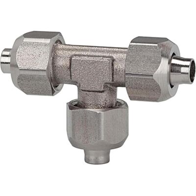 Riegler, Schlauchanschluss + Schlauchverbinder, T-Verbinder, für Schlauch 10/8 mm, SW1 16, SW2 12, ES 1.4404 (10 mm) Riegler, Schlauchanschluss + Schlauchverbinder, T-Verbinder, für Schlauch 10/8 mm, SW1 16, SW2 12, ES 1.4404 (10 mm)