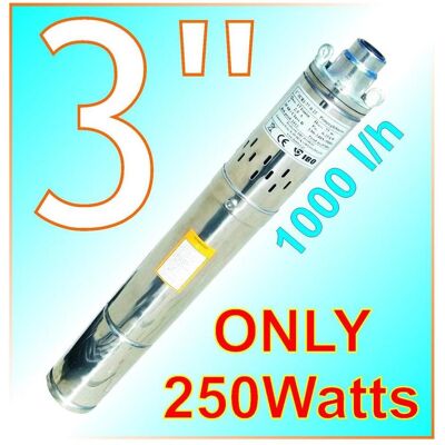 IBO, Wasserpumpe, 3 SCR-Tiefbrunnenpumpe – 0,25 kW – 230 V – 1020 l/h – 75 mm Durchmesser IBO, Wasserpumpe, 3 SCR-Tiefbrunnenpumpe – 0,25 kW – 230 V – 1020 l/h – 75 mm Durchmesser