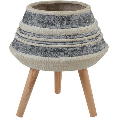 Beliani Athaea - Handbemalter Blumentopf mit Holzfüßen - Industrie-Design Beliani Athaea - Handbemalter Blumentopf mit Holzfüßen - Industrie-Design