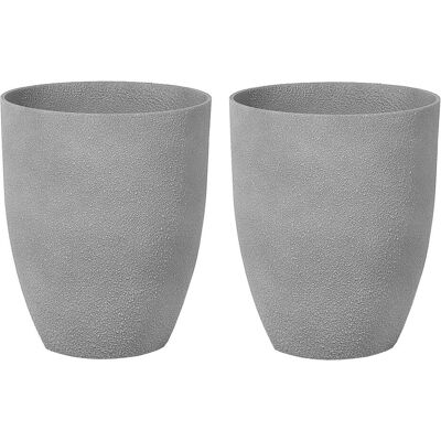 Beliani, Blumentopf, Blumenkübel 2er Set grau rund 35 x 35 x 42 cm CROTON (35 x 42 cm) Beliani, Blumentopf, Blumenkübel 2er Set grau rund 35 x 35 x 42 cm CROTON (35 x 42 cm)
