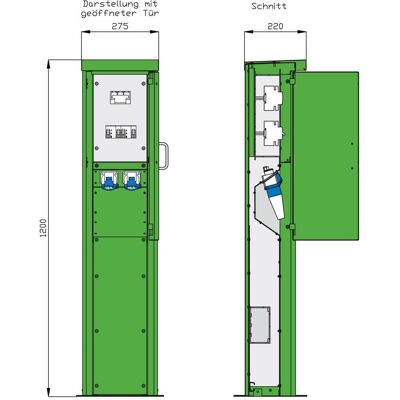 Walther - 84201050 - IP44 - 2 RCDs - Electrical cabinet Walther - 84201050 - IP44 - 2 RCDs - Electrical cabinet