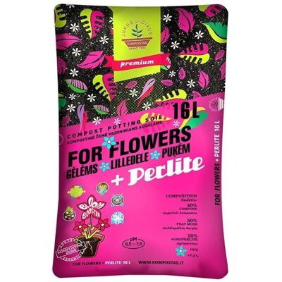 Juknevičiaus Kompostas, Komposter + Gartensack, COMPOST SOIL FOR FLOWERS PEARL16L(120) (16 l) Juknevičiaus Kompostas, Komposter + Gartensack, COMPOST SOIL FOR FLOWERS PEARL16L(120) (16 l)