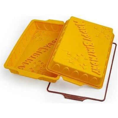 Silikomart Sft 301 Happy Birthday Silicone Mould, Backform, Orange Silikomart Sft 301 Happy Birthday Silicone Mould, Backform, Orange