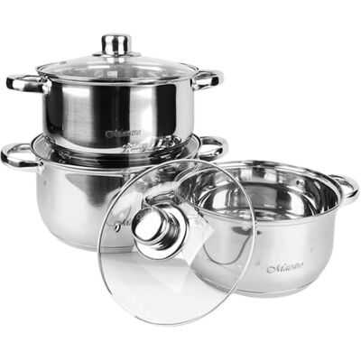 Maestro Zestaw garnków 6 elementów MR-2020-6M, Pfannenset + Topfset, Silber Maestro Zestaw garnków 6 elementów MR-2020-6M, Pfannenset + Topfset, Silber