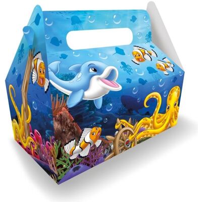 Magni Papier-Lunchbox Meerestiere 23x23x12cm, Lunchbox, Mehrfarbig Magni Papier-Lunchbox Meerestiere 23x23x12cm, Lunchbox, Mehrfarbig