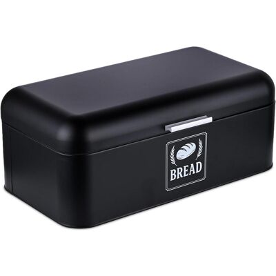 Relaxdays Retro Brotkasten mit Deckel & Griff, Brotaufbewahrung, Schwarz, Silber Relaxdays Retro Brotkasten mit Deckel & Griff, Brotaufbewahrung, Schwarz, Silber
