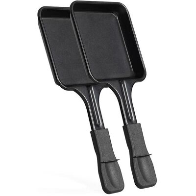 Livoo Set aus 2 Raclette-Caquelons, Zubehör Kochen am Tisch, Schwarz Livoo Set aus 2 Raclette-Caquelons, Zubehör Kochen am Tisch, Schwarz