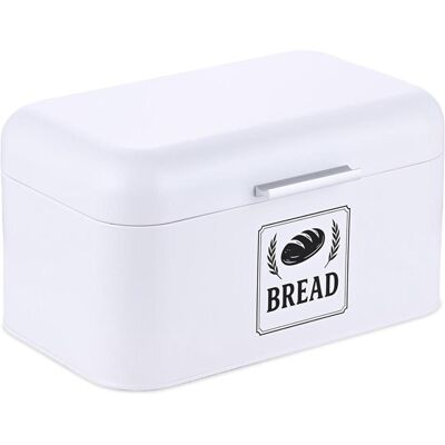 Relaxdays Retro Brotkasten mit Deckel & Griff, Brotaufbewahrung, Silber, Weiss Relaxdays Retro Brotkasten mit Deckel & Griff, Brotaufbewahrung, Silber, Weiss