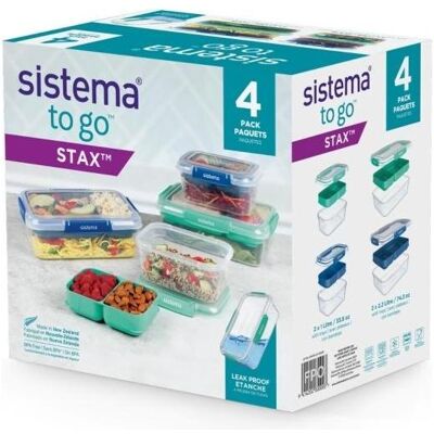 Sistema Club 4 Pack Stax To Go, Lunchbox, Transparent Sistema Club 4 Pack Stax To Go, Lunchbox, Transparent