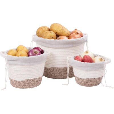 Relaxdays 3x Kartoffel Aufbewahrung, Vorratsbehälter, Weiss, Beige Relaxdays 3x Kartoffel Aufbewahrung, Vorratsbehälter, Weiss, Beige