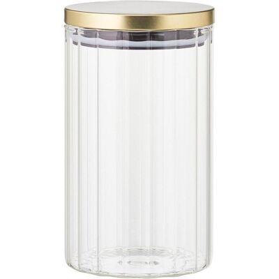 Excellent Houseware Vorratsbehälter aus Borosilikatglas mit Streifen-Effekt 1 Liter, 10 x 16 cm, Vorratsbehälter, Transparent Excellent Houseware Vorratsbehälter aus Borosilikatglas mit Streifen-Effekt 1 Liter, 10 x 16 cm, Vorratsbehälter, Transparent