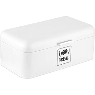Relaxdays Retro Brotkasten mit Deckel & Griff, Brotaufbewahrung, Weiss, Silber Relaxdays Retro Brotkasten mit Deckel & Griff, Brotaufbewahrung, Weiss, Silber
