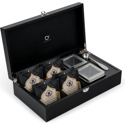 Bredemeijer Teebox 4-Fächer plus 2 Teedosen & Teemasslöffel 184021, Tee Zubehör, Schwarz Bredemeijer Teebox 4-Fächer plus 2 Teedosen & Teemasslöffel 184021, Tee Zubehör, Schwarz