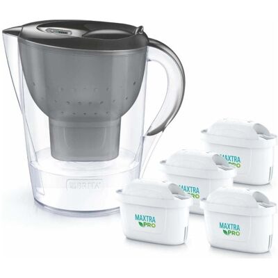 Brita Dzbanek filtrujący Marella+4 wkłady MaxtraPro PP (2 4l grafitowy), Wasserfilterkanne, Grau Brita Dzbanek filtrujący Marella+4 wkłady MaxtraPro PP (2 4l grafitowy), Wasserfilterkanne, Grau