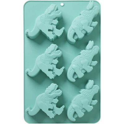 Rice - Silicone Baking Form with 6 Dinos - Mint - 30 cm x 20 cm, Backform, Grün Rice - Silicone Baking Form with 6 Dinos - Mint - 30 cm x 20 cm, Backform, Grün