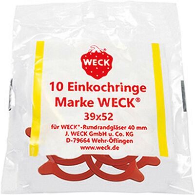 Weck 10 Stk. Einkochringe RR40 39x52, Einmachgläser, Rot Weck 10 Stk. Einkochringe RR40 39x52, Einmachgläser, Rot