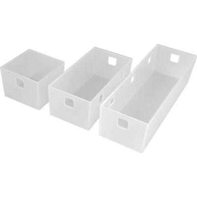 Ninka Banio Behälter 1-fach für Schubladeneinsatz, K-transluzent 84x84mm, Besteckkasten, Transparent, Weiss Ninka Banio Behälter 1-fach für Schubladeneinsatz, K-transluzent 84x84mm, Besteckkasten, Transparent, Weiss