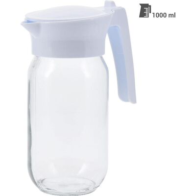 Excellent Houseware Kanne, Glas, 1000ml, Serviergefässe, Transparent, Weiss Excellent Houseware Kanne, Glas, 1000ml, Serviergefässe, Transparent, Weiss