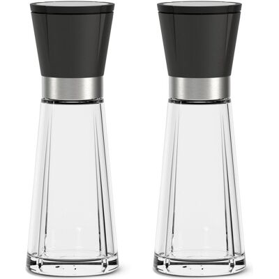 Rosendahl - GC Salz- und Pfefferstreuer-Set - Black/Steel - 20.5 cm, Pfeffermühle + Salzmühle, Schwarz, Silber, Transparent Rosendahl - GC Salz- und Pfefferstreuer-Set - Black/Steel - 20.5 cm, Pfeffermühle + Salzmühle, Schwarz, Silber, Transparent