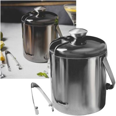 Klausberg Doppelwandiger Eiseimer inklusive Zange, Flaschenkühler, Grau, Schwarz Klausberg Doppelwandiger Eiseimer inklusive Zange, Flaschenkühler, Grau, Schwarz