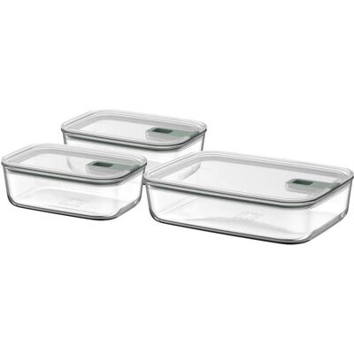 Mepal EasyClip Glasaufbewahrungsbehälter-Set, Vorratsbehälter, Grün, Transparent Mepal EasyClip Glasaufbewahrungsbehälter-Set, Vorratsbehälter, Grün, Transparent