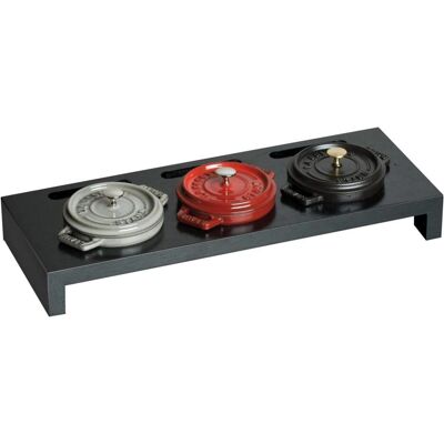 Staub, Serviergeschirr, 3er Ständer für Cocottes schwarz, 42x16cm Staub, Serviergeschirr, 3er Ständer für Cocottes schwarz, 42x16cm