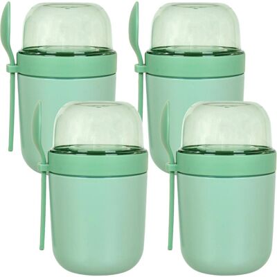 Relaxdays 4x Müslibecher, Lunchbox, Grün Relaxdays 4x Müslibecher, Lunchbox, Grün