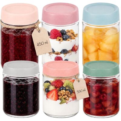 Relaxdays 6x Einmachgläser, Einmachgläser, Mehrfarbig, Transparent Relaxdays 6x Einmachgläser, Einmachgläser, Mehrfarbig, Transparent