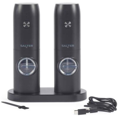 Salter BW14373 Rechargeable Mill Set, Black, Pfeffermühle + Salzmühle, Schwarz Salter BW14373 Rechargeable Mill Set, Black, Pfeffermühle + Salzmühle, Schwarz