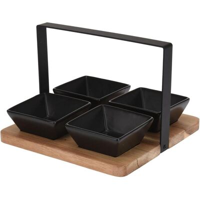 Excellent Houseware Keramik Snackschalen-Set mit Tablett Excellent Houseware Keramik Snackschalen-Set mit Tablett