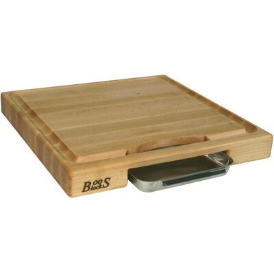 John Boos Boos Blocks Prepmaster Snijplank met Sapgeul en Opvangbak, 46x46x6cm esdoornhout, Schneidebrett, Braun John Boos Boos Blocks Prepmaster Snijplank met Sapgeul en Opvangbak, 46x46x6cm esdoornhout, Schneidebrett, Braun