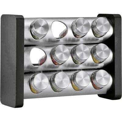 Küchenprofi Gewürzständer mit 12 Gläsern schwarz rechteckig, Küchen Organizer, Schwarz, Silber Küchenprofi Gewürzständer mit 12 Gläsern schwarz rechteckig, Küchen Organizer, Schwarz, Silber