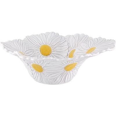 Oldenhof, Serviergeschirr, Madeliefje saladeschaal 27 cm aardewerk wit Oldenhof, Serviergeschirr, Madeliefje saladeschaal 27 cm aardewerk wit