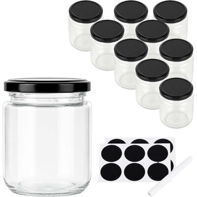 Relaxdays 10x Einmachgläser, Einmachgläser, Schwarz, Transparent Relaxdays 10x Einmachgläser, Einmachgläser, Schwarz, Transparent