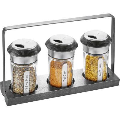 Gefu Set aus 3 Gewürzbehältern - Edelstahl & Glas Gefu Set aus 3 Gewürzbehältern - Edelstahl & Glas
