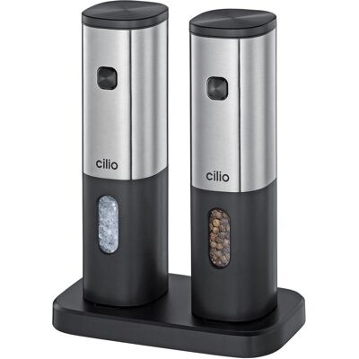 Cilio Tivoli Elektrische Pfeffer- und Salzmühle, Pfeffermühle + Salzmühle, Silber Cilio Tivoli Elektrische Pfeffer- und Salzmühle, Pfeffermühle + Salzmühle, Silber