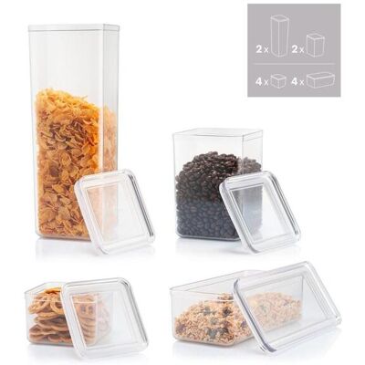 Bodum 12er-Set Vorratsdosen 4 x 1L / 2 x 1,2L / 4 x 0,5L / 2 x 2,6L, Vorratsbehälter, Transparent Bodum 12er-Set Vorratsdosen 4 x 1L / 2 x 1,2L / 4 x 0,5L / 2 x 2,6L, Vorratsbehälter, Transparent