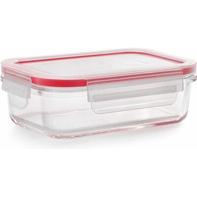 Ibili Rechteckiges Glasbehälter Borosilicato 900 ml Perfekt für die Aufbewahrung von Lebensmitteln, Vorratsbehälter, Rot, Transparent, Silber Ibili Rechteckiges Glasbehälter Borosilicato 900 ml Perfekt für die Aufbewahrung von Lebensmitteln, Vorratsbehälter, Rot, Transparent, Silber