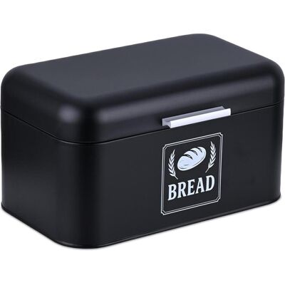 Relaxdays Retro Brotkasten mit Deckel & Griff, Brotaufbewahrung, Schwarz Relaxdays Retro Brotkasten mit Deckel & Griff, Brotaufbewahrung, Schwarz