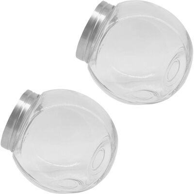 Relaxdays 2x Bonbongläser, Vorratsbehälter, Transparent, Silber Relaxdays 2x Bonbongläser, Vorratsbehälter, Transparent, Silber