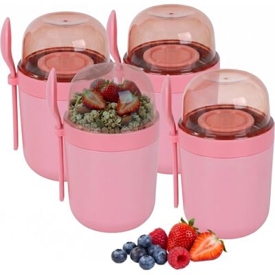 Relaxdays 4x Müslibecher, Lunchbox, Pink Relaxdays 4x Müslibecher, Lunchbox, Pink