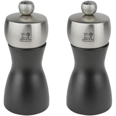 Peugeot FIDJI Duo Salz- und Pfeffermühle Zirlion Schwarz matt /Edelstahl 12 cm, Pfeffermühle + Salzmühle, Schwarz, Silber Peugeot FIDJI Duo Salz- und Pfeffermühle Zirlion Schwarz matt /Edelstahl 12 cm, Pfeffermühle + Salzmühle, Schwarz, Silber