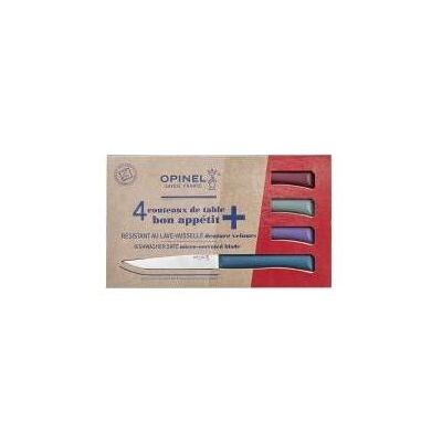 Opinel BON APPETIT+ GLAM Tafelmesser, 4-teilig, Besteck, Blau, Grün, Rot, Violett Opinel BON APPETIT+ GLAM Tafelmesser, 4-teilig, Besteck, Blau, Grün, Rot, Violett