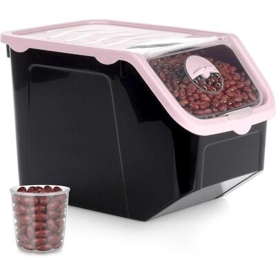 Excellent Houseware Behälter für Gemüse, Obst, Kartoffeln und Zwiebeln mit Messbecher, schwarz-rosa, 12 l, Vorratsbehälter, Schwarz, Rosa Excellent Houseware Behälter für Gemüse, Obst, Kartoffeln und Zwiebeln mit Messbecher, schwarz-rosa, 12 l, Vorratsbehälter, Schwarz, Rosa
