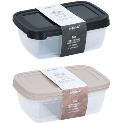 alpina Frischhaltedosen transparent Deckel schwarz beige 1200ml '20x14x6,3cm 2fach sortiert, Vorratsbehälter, Schwarz, Transparent, Beige alpina Frischhaltedosen transparent Deckel schwarz beige 1200ml '20x14x6,3cm 2fach sortiert, Vorratsbehälter, Schwarz, Transparent, Beige
