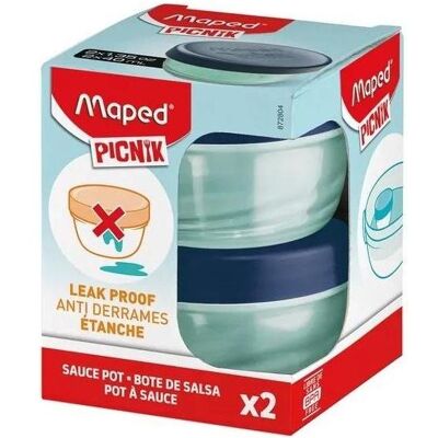 Maped PICNIK Dressingbox ORIGINS, rund, 2er-Set, 40 ml aus PP, Behälter transluzent, Deckel blau, auslauf, Lunchbox, Blau, Transparent Maped PICNIK Dressingbox ORIGINS, rund, 2er-Set, 40 ml aus PP, Behälter transluzent, Deckel blau, auslauf, Lunchbox, Blau, Transparent